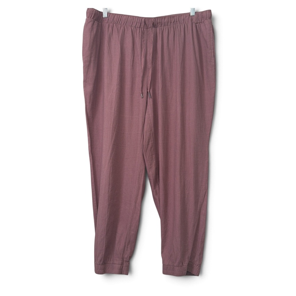 Needle & Cloth Women XXL 20 Dusty Rose Linen Blend Drawstring Jogger Pants Mauve